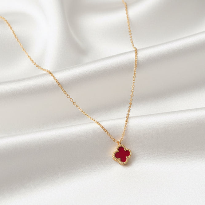 Luck & Love: Red Clover Good Fortune Necklace Gift for Her