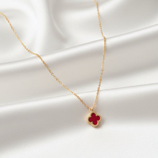 Luck & Love: Red Clover Good Fortune Necklace Gift for Her