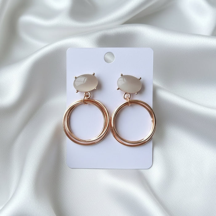 Elegant Rose Gold Multi-Hoop Drop Earrings
