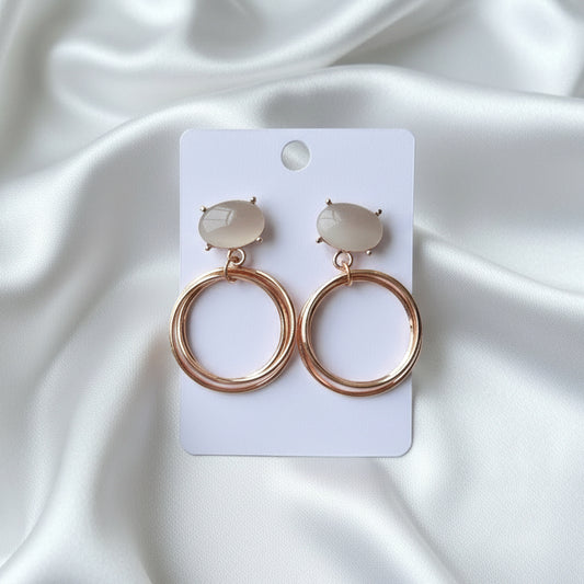 Elegant Rose Gold Multi-Hoop Drop Earrings