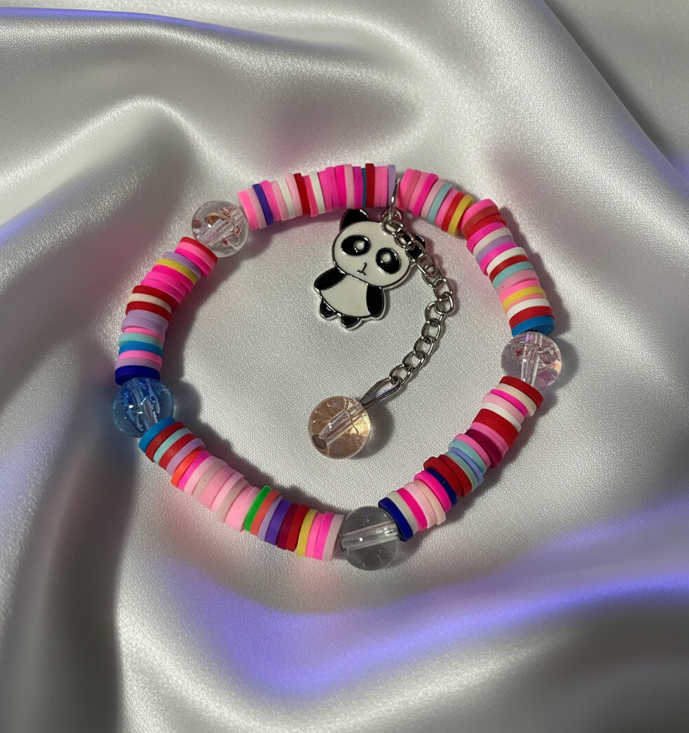 Groovy Panda Charm Heishi Bead Bracelet | Y2K Aesthetic