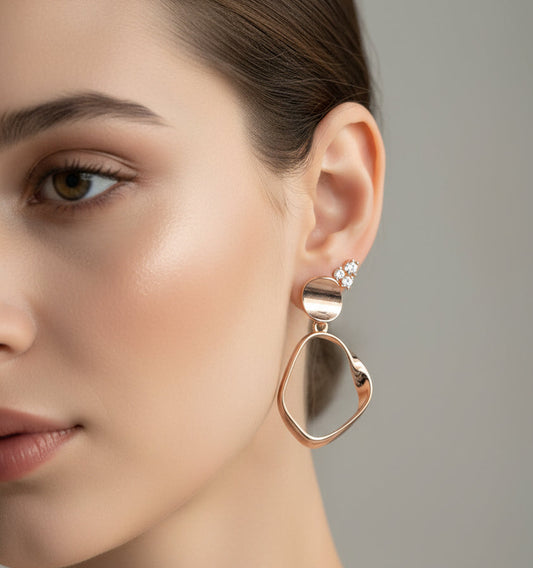 Rose Gold Abstract Drop Earrings – Prasanjisle