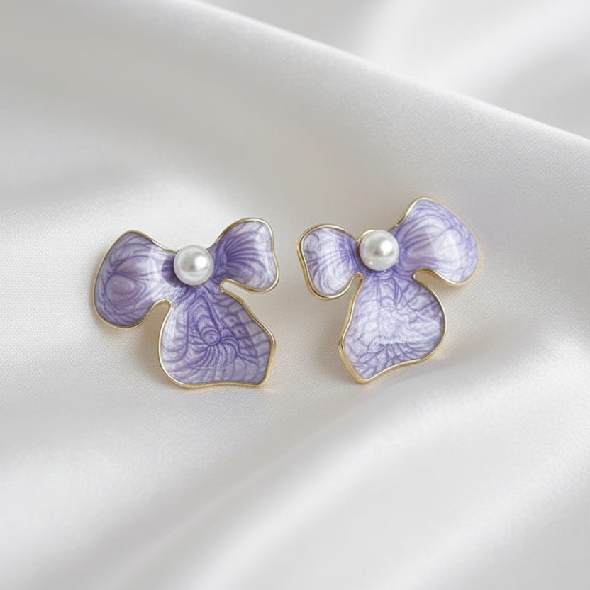 Pastel Pearl Inlay Enamel Studs (6 Colors)