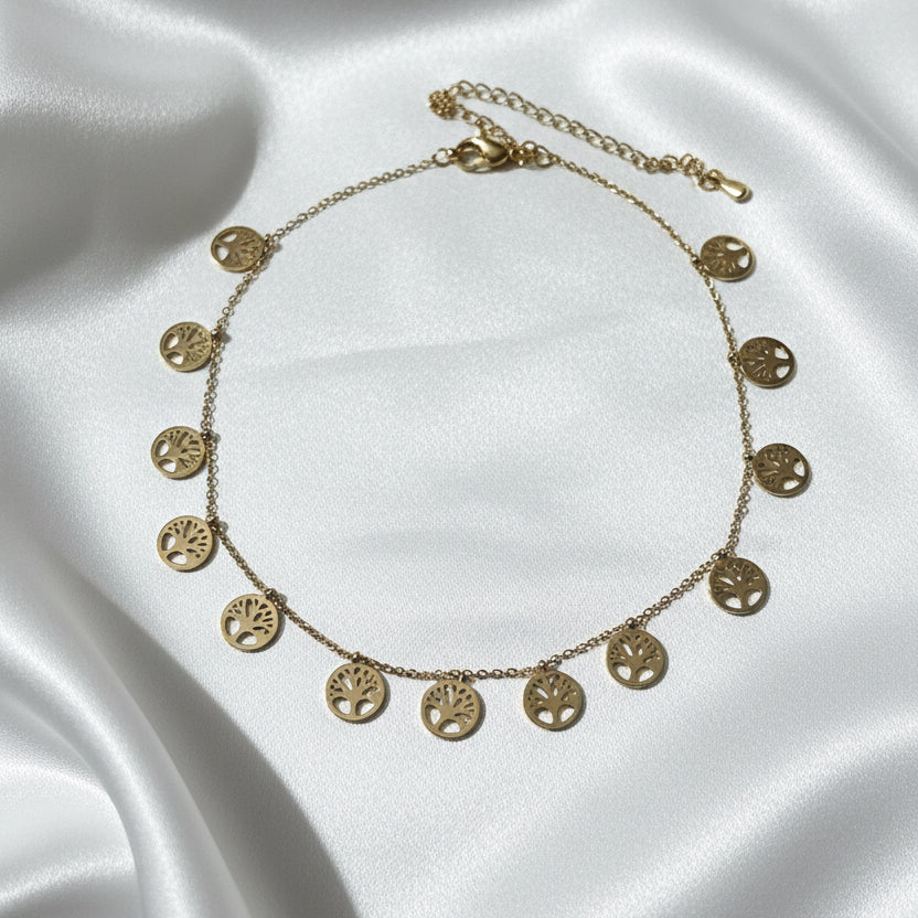 Dainty Gold Tree Charm Necklace | Tree of life