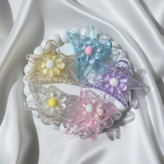 Pastel Star Blossom Hair Claw | Y2K Aesthetic Mini Clip