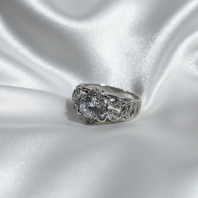Vintage-Inspired Heart Cut Solitaire Ring in Sterling Silver