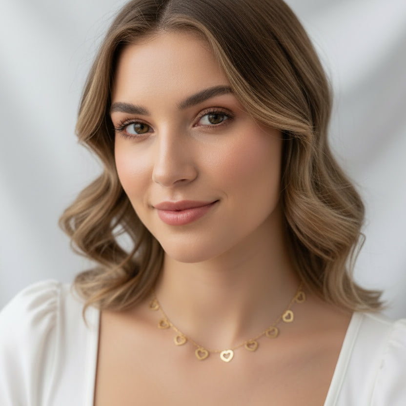 Golden Open-Heart Charm Necklace