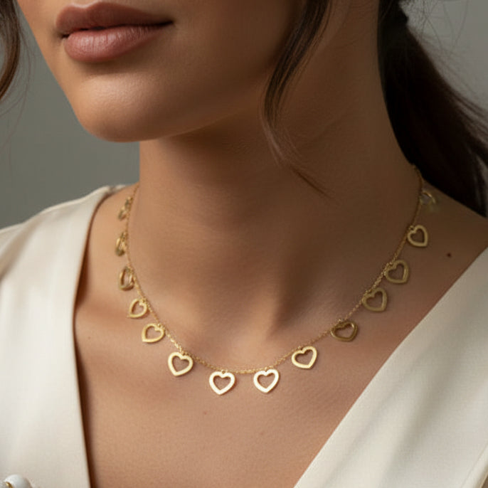 Golden Open-Heart Charm Necklace