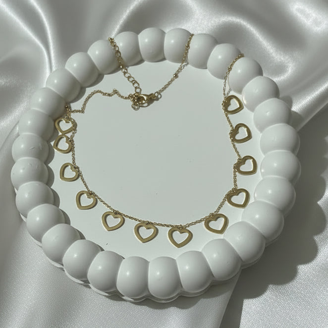 Golden Open-Heart Charm Necklace