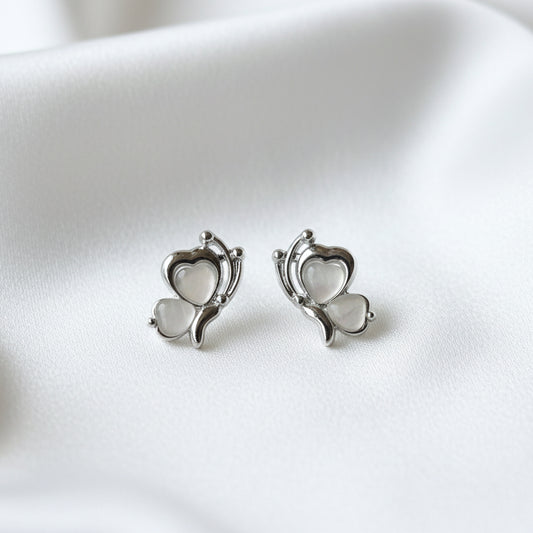 Perfect Everyday butterfly Earrings – Versatile Silver & Stone Studs