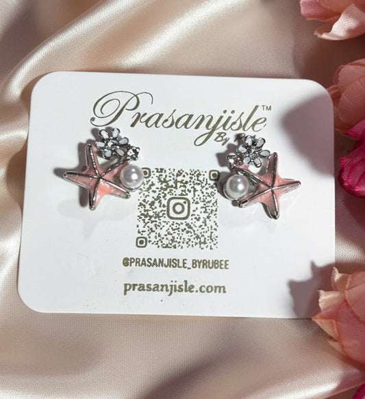 Adorable Pink Star, Floral & Rhinestone Cluster