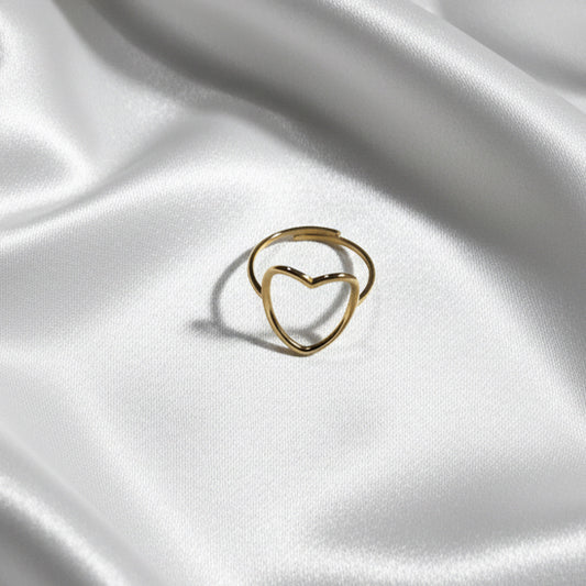 Adjustable Gold Heart Ring - New - One Size Fits All