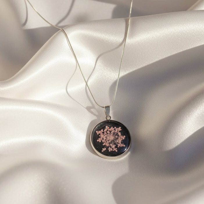 Real Pressed Queen Anne’s Lace Necklace
