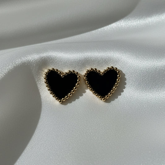 Midnight Noir Heart Studs