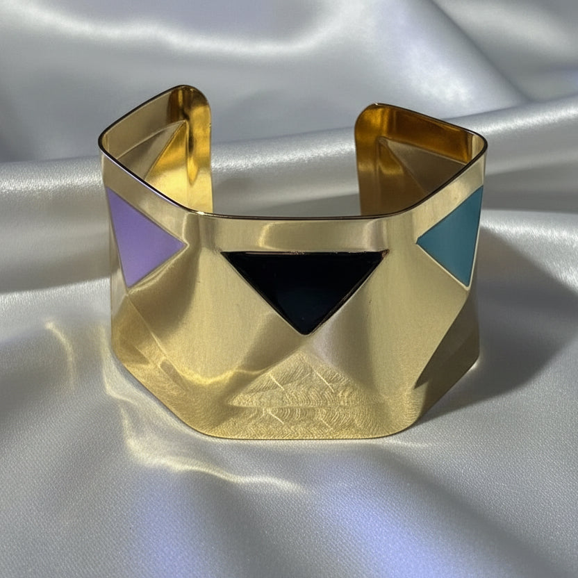 Vintage-Style Geometric Gold Cuff Bracelet