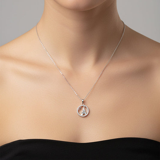 Paris Dreamer: Sparkling Eiffel Tower Pendant Necklace in Silver