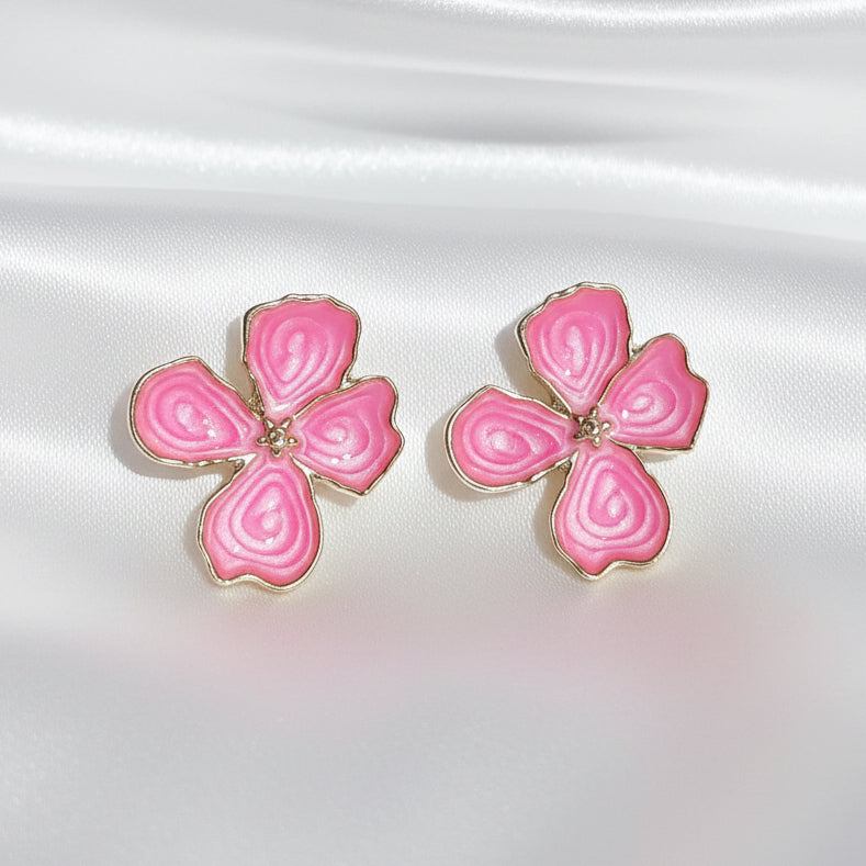 Enchanting Floral Enamel Stud Earrings
