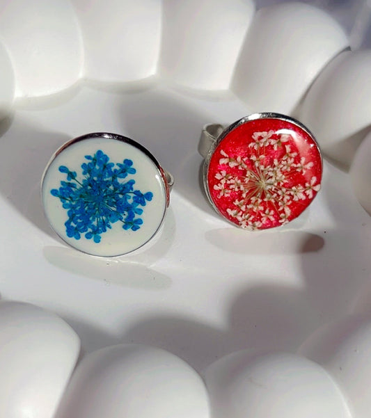 Nature's Bloom: Handmade Pressed Flower Resin (Adjustable Rings)