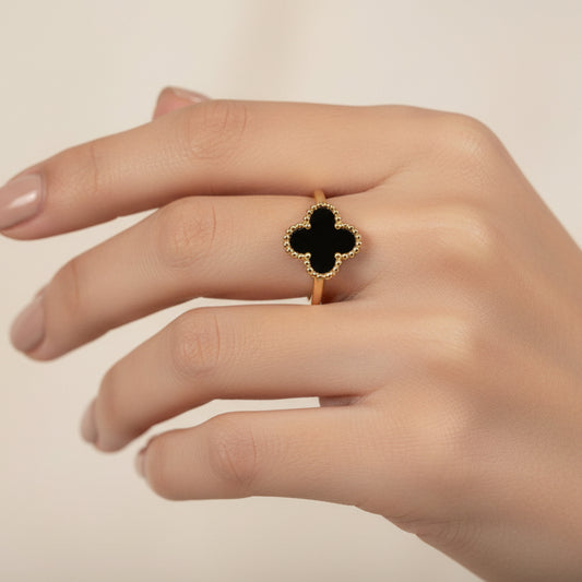 Clover Motif Statement Ring | Gold Tone Jewelry | Perfect Gift for Her