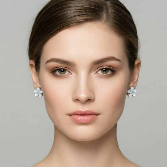 Frosted Morning Glory | Opaline Glass Flower Stud Earrings