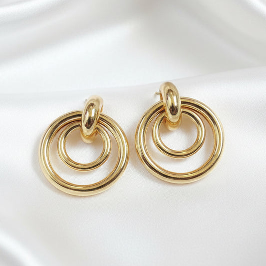 Chunky Gold Double Hoop Door Knocker Earrings