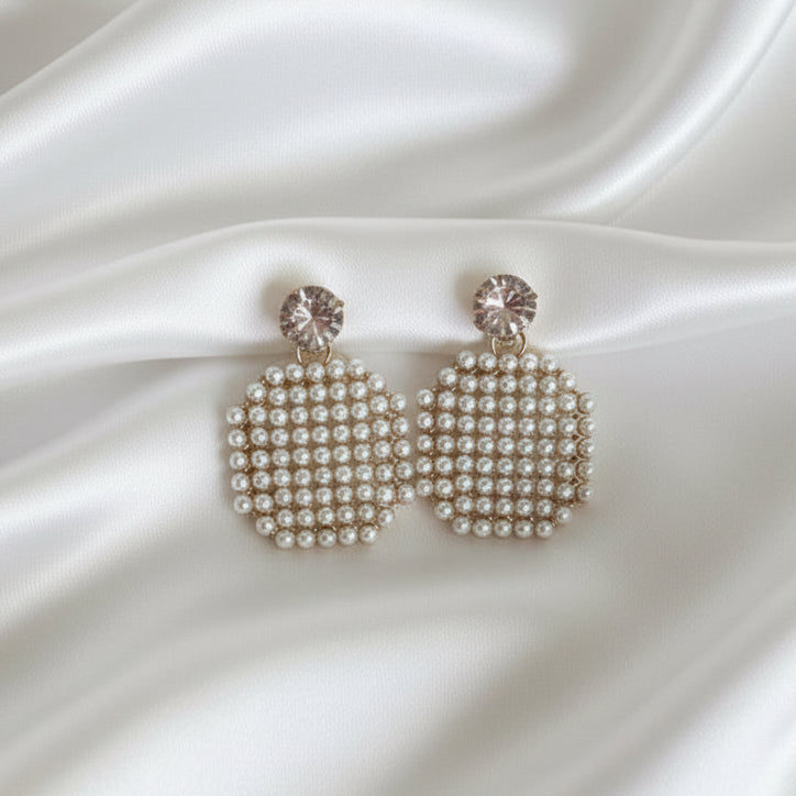 Stunning Pearl Mosaic Drop Earrings