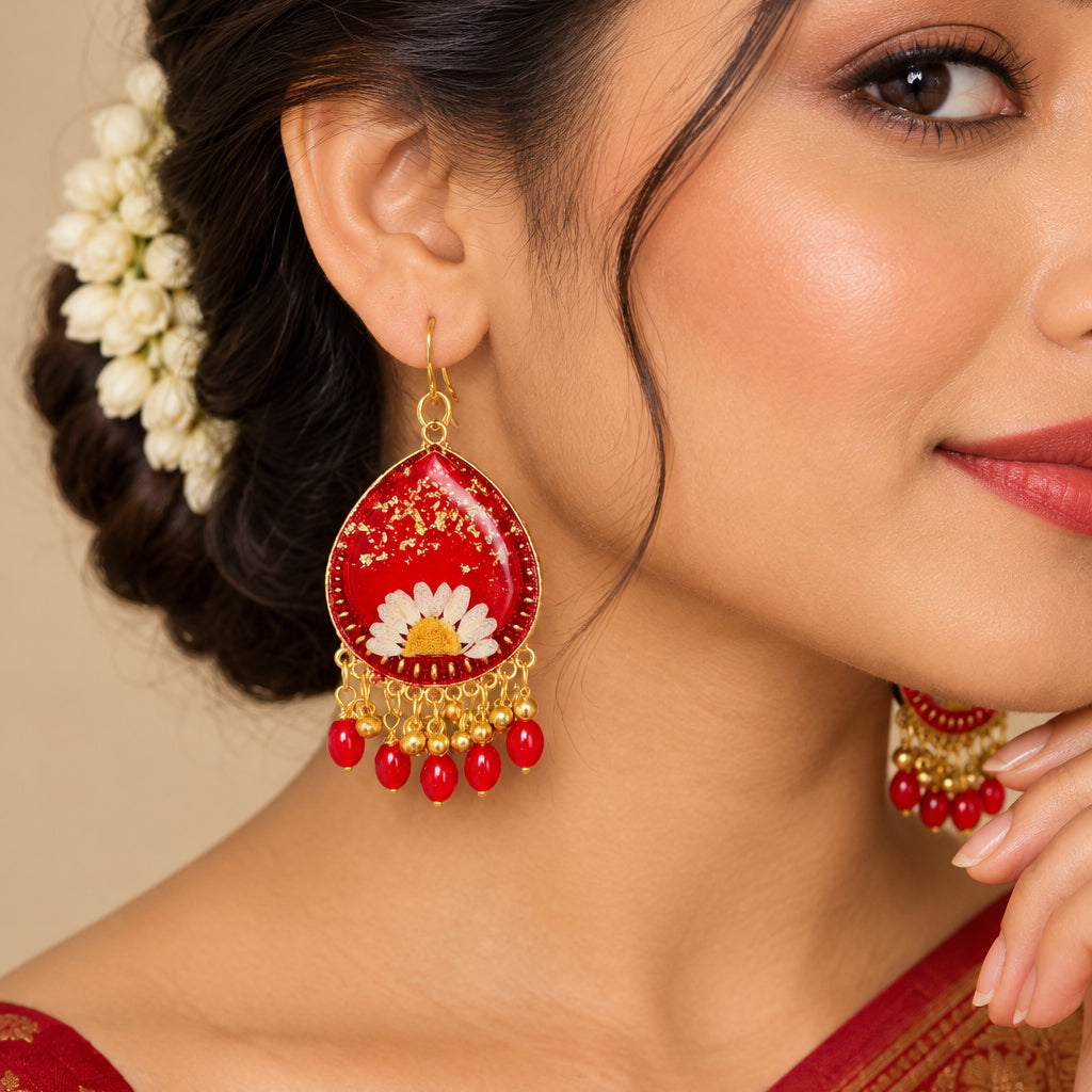 Resin red jhumka