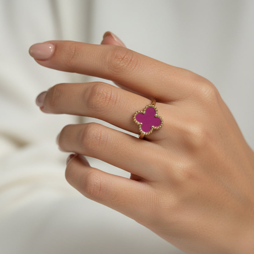 Clover Motif Statement Ring | Gold Tone Jewelry | Perfect Gift for Her