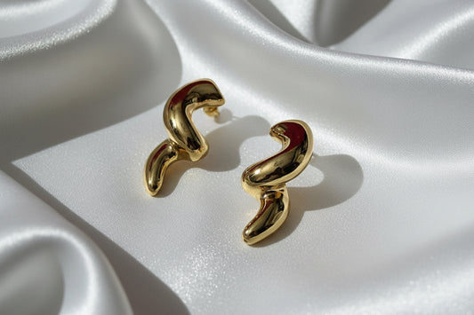 Molten Wave Earrings | Sculptural Gold Statement Studs