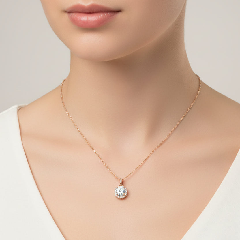 Gold Tone "Will You Be Mine" Proposal/Promise Halo Necklace