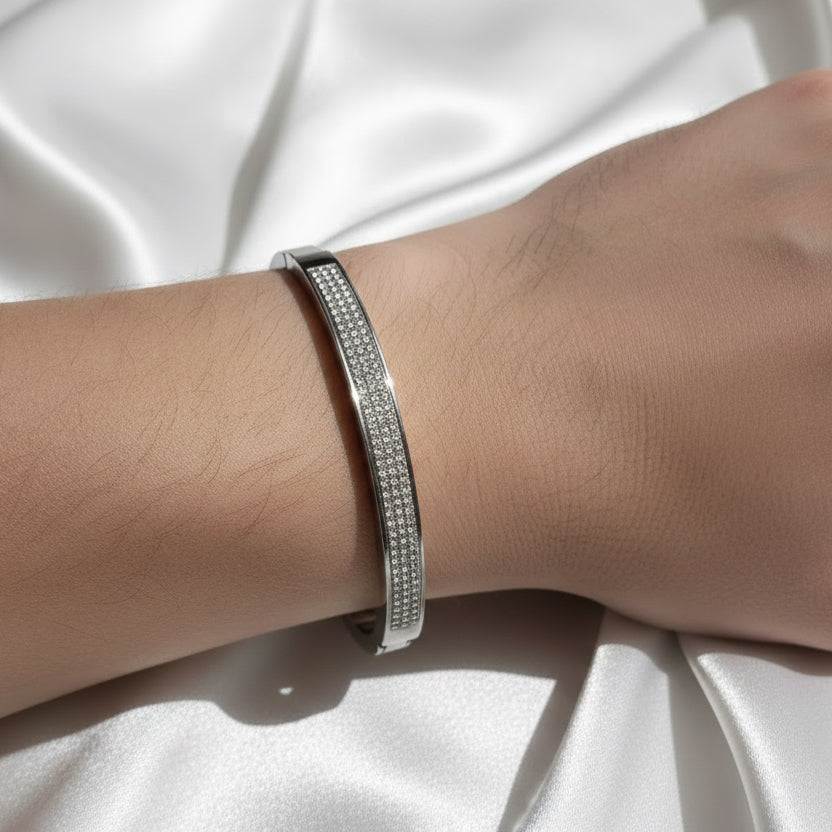 Titanium Steel Men’s Crystal Bar Kada