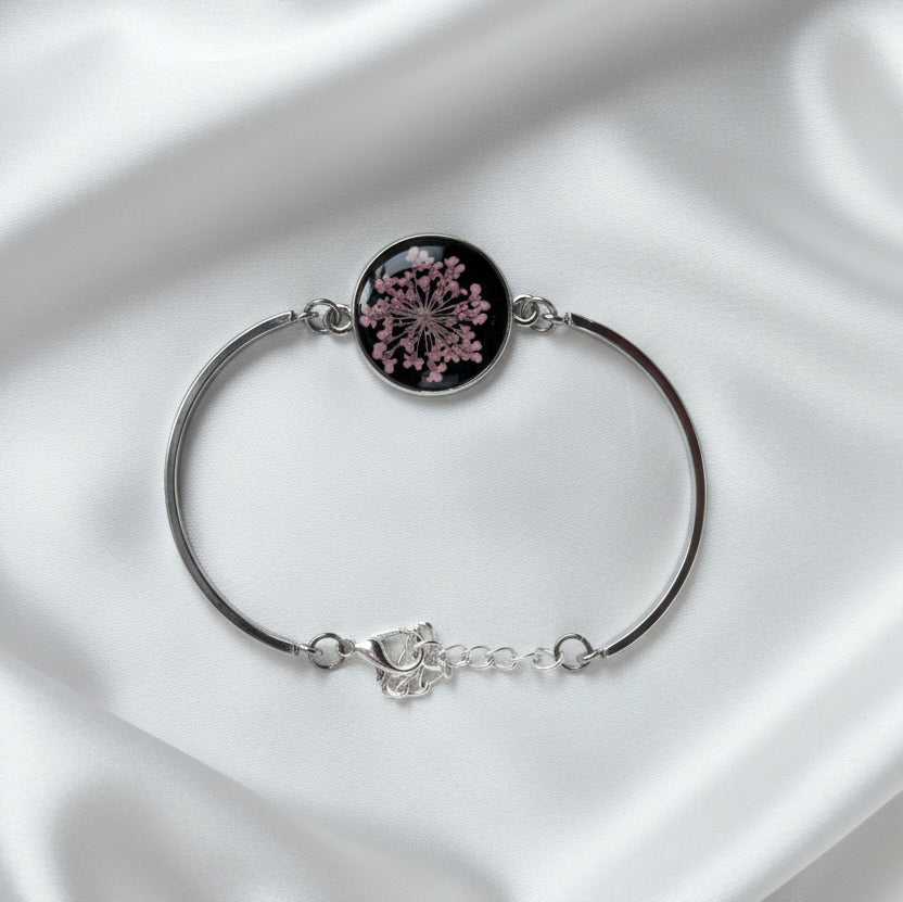 Real Pressed Flower Resin Bangle – Handmade Botanical Jewelry Gift for Her