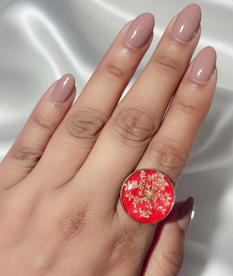 Nature's Bloom: Handmade Pressed Flower Resin (Adjustable Rings)
