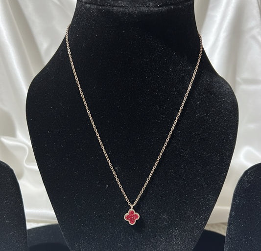 Luck & Love: Red Clover Good Fortune Necklace Gift for Her