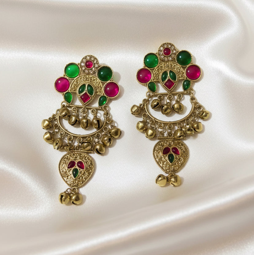 Royal Festive Jhumkas with Ghungroo Drops