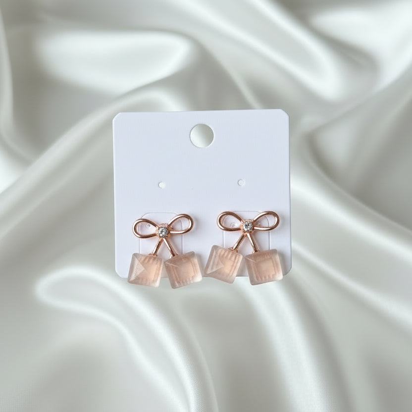 Rose Gold Geometric Bow Earrings