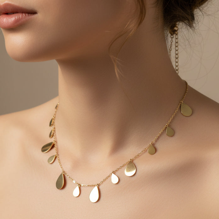 Ethereal Gold Raindrop Fringe Necklace