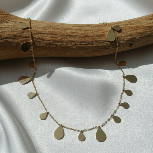 Ethereal Gold Raindrop Fringe Necklace