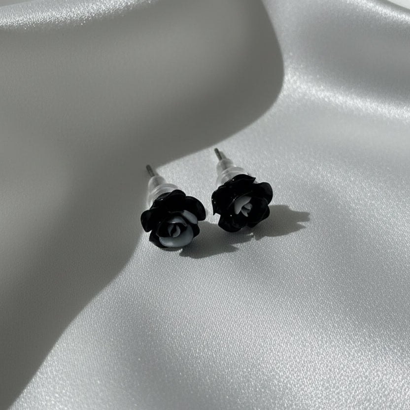 Twilight Bloom Rose Studs – Dual-Tone Floral Earrings
