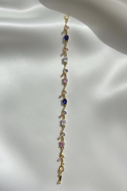 Enchanted Garden Bracelet – Gold-Plated with Multi-Color Pastel Gemstones