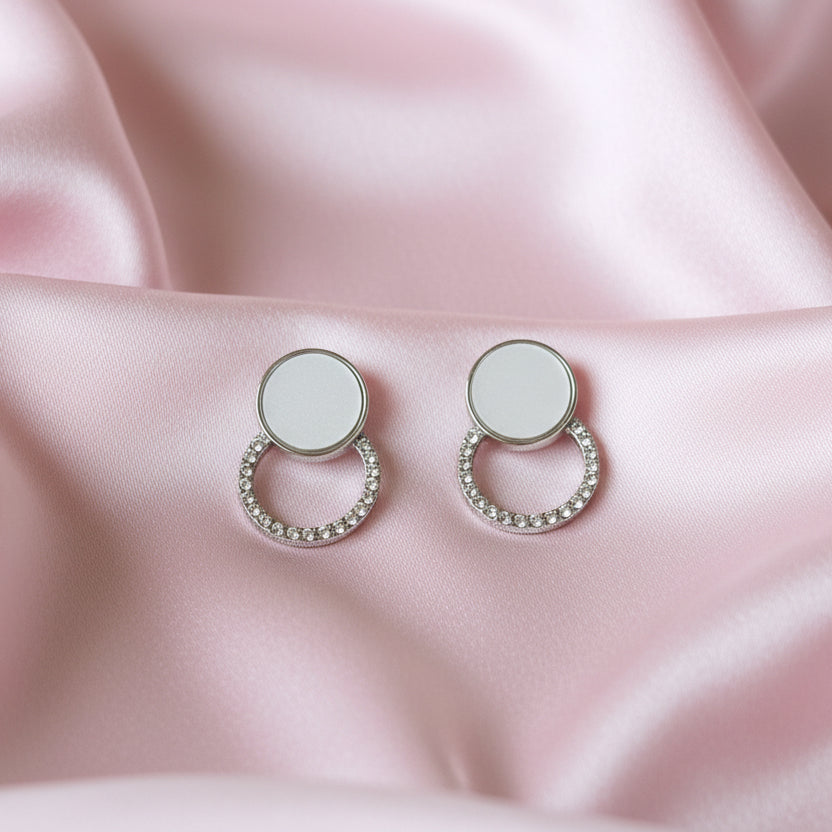 Radiant Orbit Dual-Tone Stud Earrings