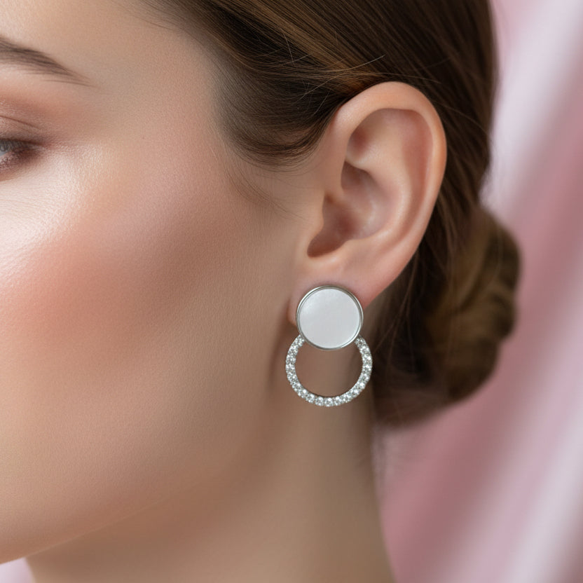 Radiant Orbit Dual-Tone Stud Earrings