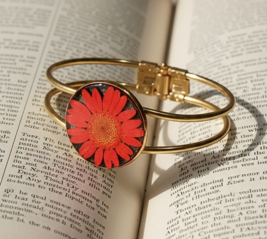 Hand-Crafted UV Resin Daisy Cuff Bracelet