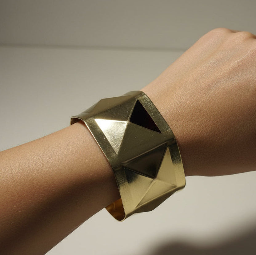 Vintage-Style Geometric Gold Cuff Bracelet