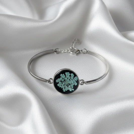 Real Pressed Flower Resin Bangle – Handmade Botanical Jewelry Gift for Her