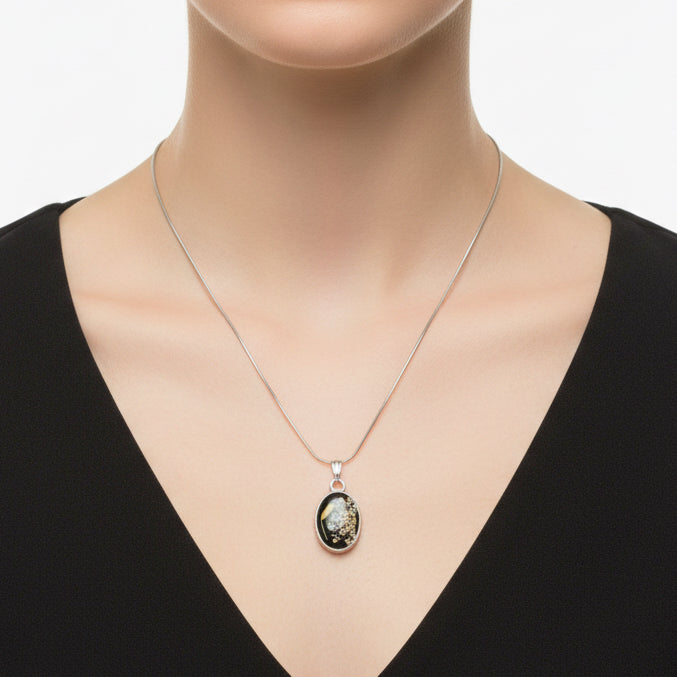 Midnight Meadow Pressed Flower Necklace | Real Dried Wildflower Pendant