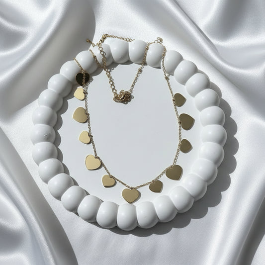 Golden Multi-Heart Charm Necklacel