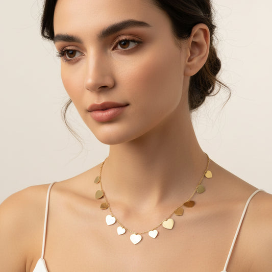 Golden Multi-Heart Charm Necklacel